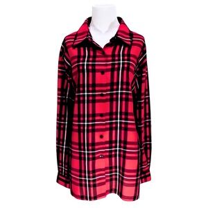 Bold Rich Tartan Plaid Red & Black Button-Down Shirt - 18W/XL